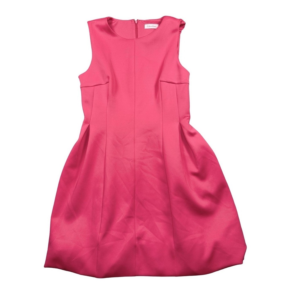 Pink Calvin Klein Dress Sleeveless Bubble Hem Fit And Flare Cocktail Career S M